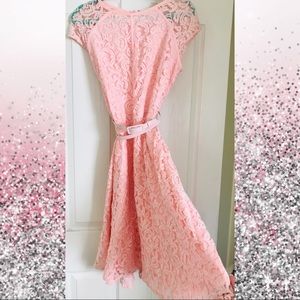 Eva Mendes Pink Lace Dress